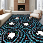 Black Blue Red Abstract Geode Rug