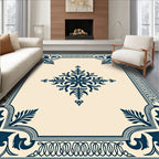 Deep Blue Classic Floral Corner Rug