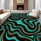 Black Turquoise Orange Swirl Rug