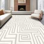 Modern Gray Geometric Maze Rug
