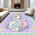 Pastel Unicorn Portrait Mint Frame Rug