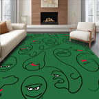 Green Minimalist Faces Abstract Rug