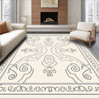 Ornate Gray Floral Symmetry Rug