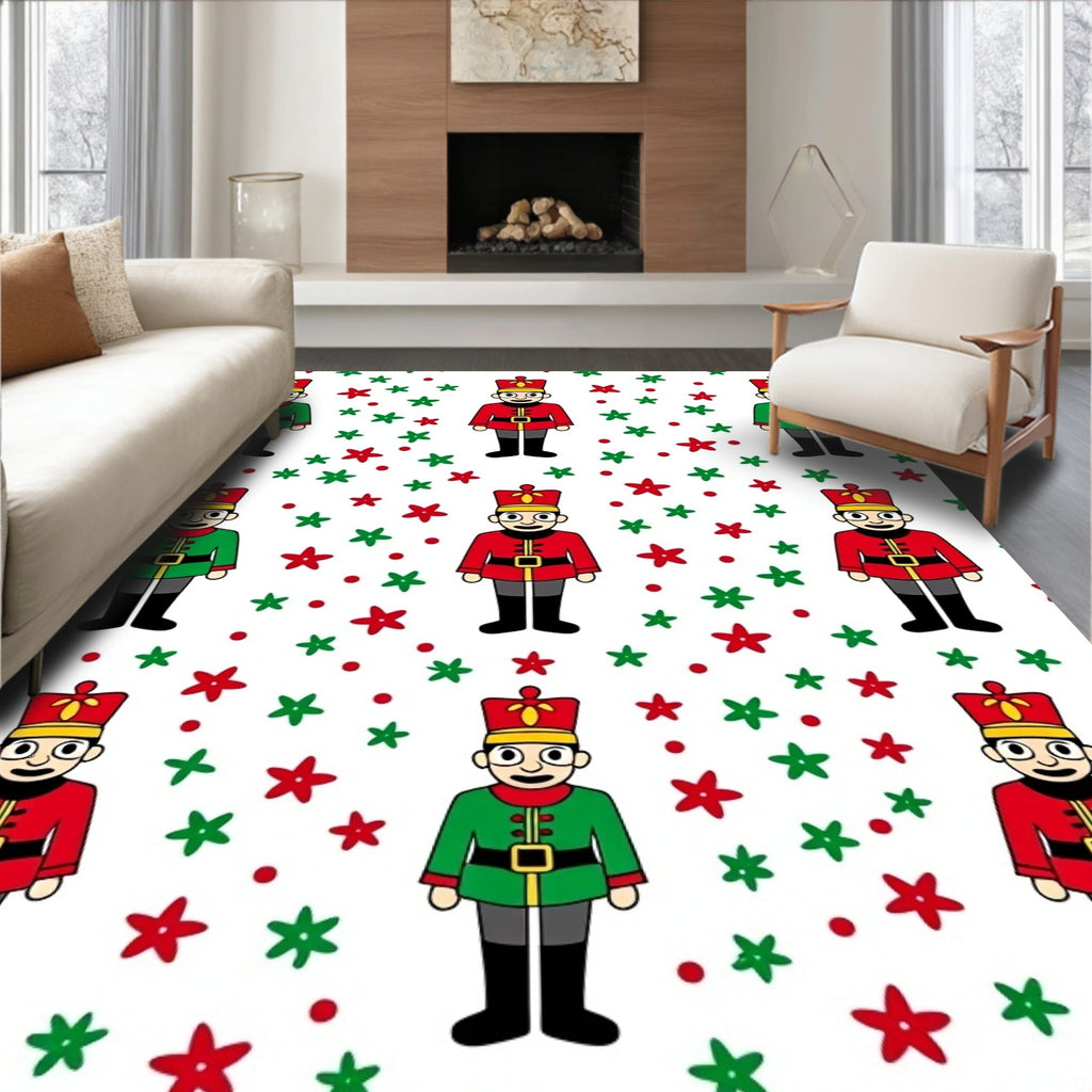Red Green Festive Soldier Stars Rug