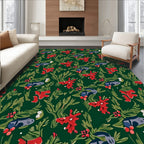 Red Blooming Flowers and Greenery Medley Rug