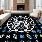 White Tribal Medallion Black Rug