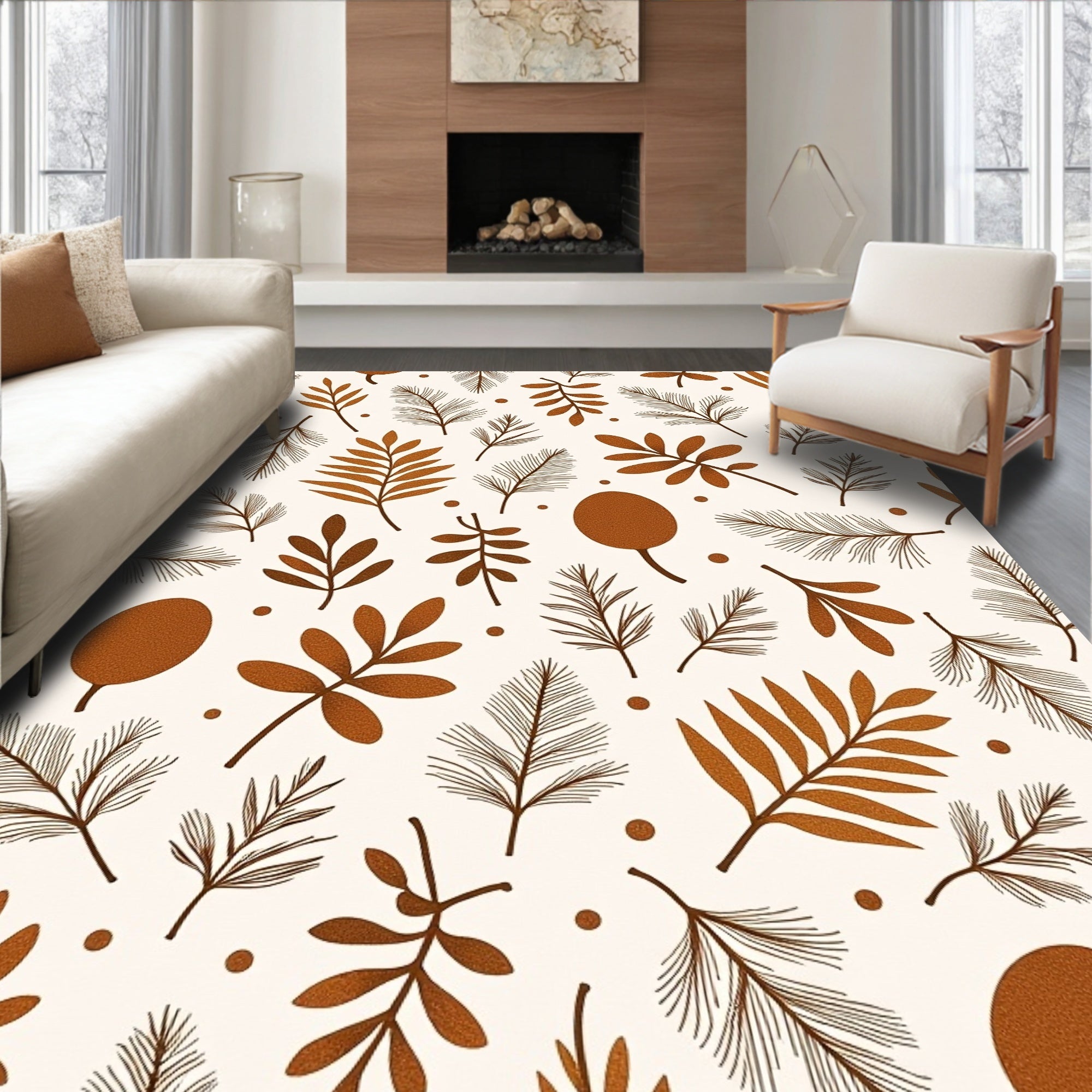 Earthy Autumn Leaf Scatter Rug