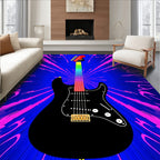 Vibrant Black Rainbow Guitar Burst Rug