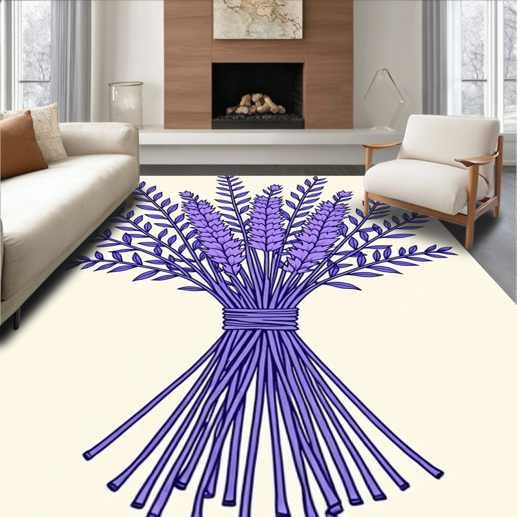 Charming Lavender Bouquet Floral Accents Rug