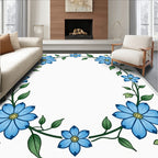 Blue Floral Vine Wreath Rug