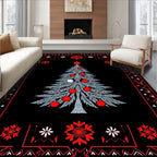Winter Wonderland Tree Red Borders Rug