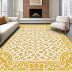 Golden Leaf Scroll Medallion Rug