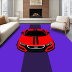 Bold Red Sports Car Stripes Rug