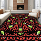 Black Red Green Mug Medallion Rug
