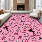 Pink Reindeer Swirl Snowflake Rug