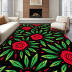 Bold Red Floral Sunburst Rug
