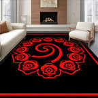 Bold Red Rose Swirl Mandala Rug