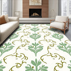 Sage Green Floral Vine Damask Rug
