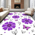 Purple Butterflies and Flowers Garden Rug