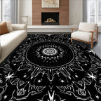 Monochromatic Abstract Starburst Mandala Rug