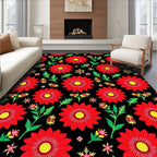 Bold Red Floral Medallion Garden Rug
