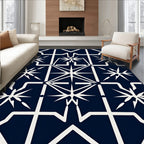 Geometric White Starburst Navy Rug