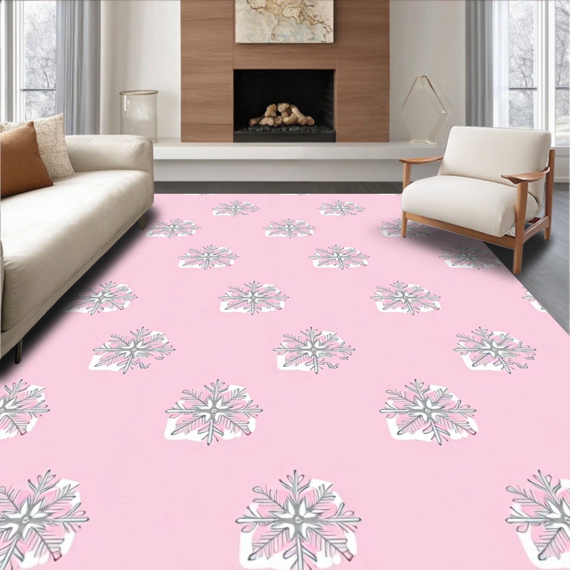 Pink Pastel Snowflake Radiance Rug