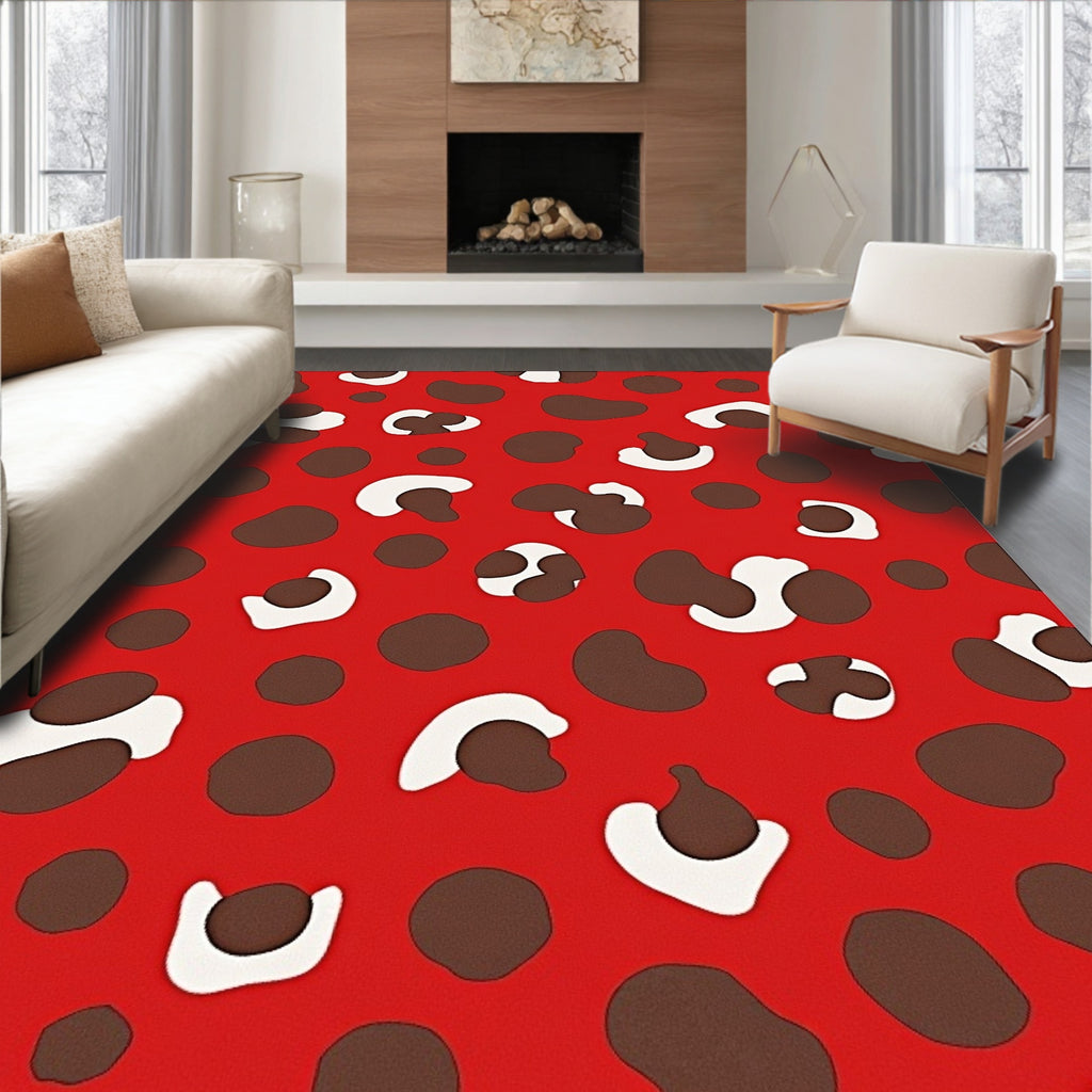 Bold Red Dalmatian Spots Rug