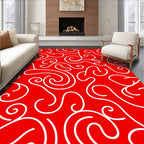 Bold Red Swirl Organic Lines Rug