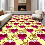 Pink Heart Yellow Chain Repeats Rug