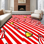 Red White Candy Cane Bells Rug