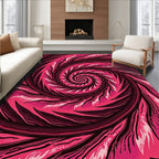 Vibrant Pink Feathered Spiral Swirl Rug