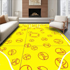 Bright Yellow Red Comic Circles Rug