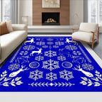 Winter Deer Snowflake Collage Rug