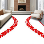 Crimson Stitch Baseball White Rug