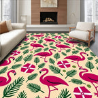 Pink Flamingo Tropical Beach Motif Rug