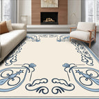 Light Blue Traditional Corner Scroll Rug