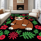 Cute Raccoon Holiday Folk Art Rug