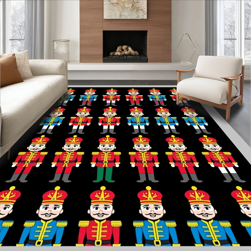 Red Blue Golden Guard Soldiers Rug