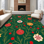 Emerald Green Festive Ornament Garland Rug