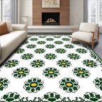 Green Ivory Floral Medallion Rug