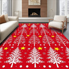 Crimson White Christmas Tree Starscape Rug