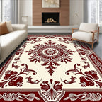 Classic Burgundy Medallion Floral Scroll Rug