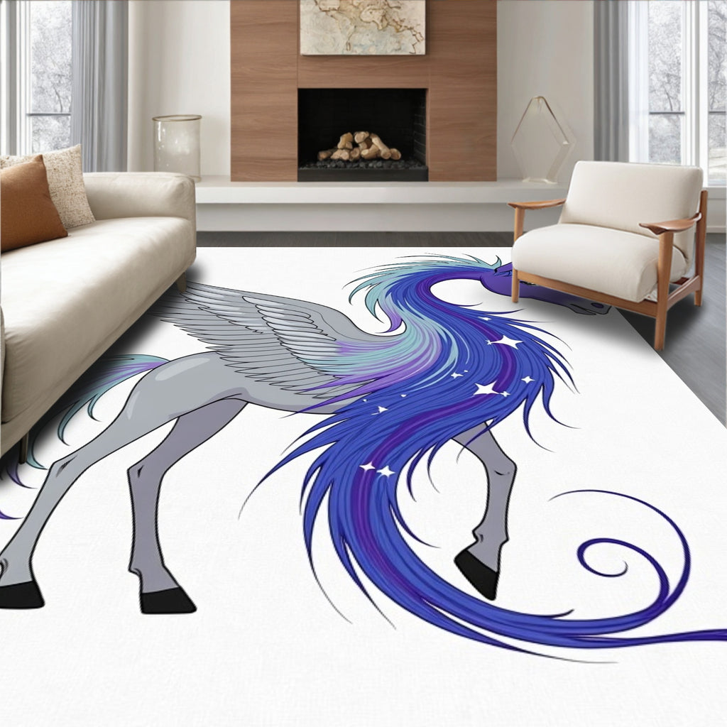Magical Gray Pegasus Galaxy Mane Rug