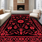 Elegant Red Floral Arrangement Rug