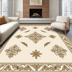 Classic Beige Floral Medallion Border Rug