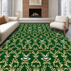 Emerald Green Golden Floral Foliage Rug