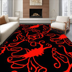 Bold Red Floral Swirls Rug