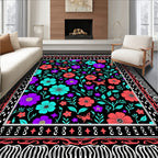 Vibrant Flower Butterfly Garden Rug