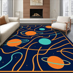Cosmic Orange Blue Planet Swirl Rug